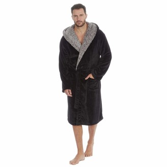 mens grey fleece dressing gown