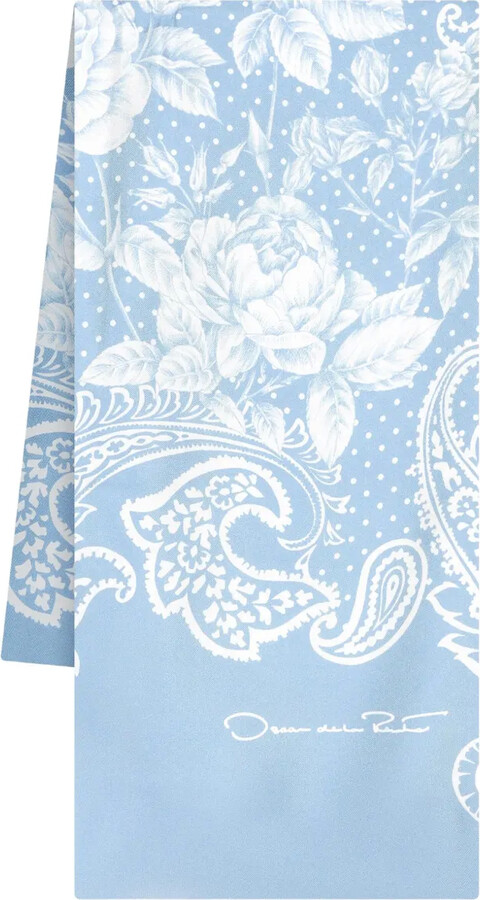 Oscar de la Renta Paisley-Print Silk Scarf