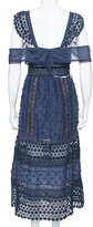 Thumbnail for your product : Self-Portrait Navy Blue Lace Paneled Bluebell Midi Dress M