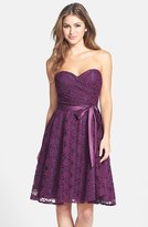 Thumbnail for your product : Marina Strapless Lace Fit & Flare Dress