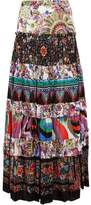 Roberto Cavalli Tiered Printed Cotton-Voile Maxi Skirt