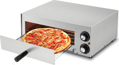 GarveeHome Electric Pizza Oven 1100W Commercial Pizza Oven Countertop Stainless Steel Electric Pizza Oven Indoor Pizza Maker with Crumb Tray Timer Single De