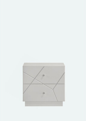 Manhattan Nightstand – Lacquer Finish With Geometric Design And Velvet-Lined Drawers For Modern Bedrooms