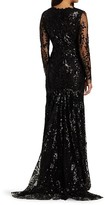Thumbnail for your product : Naeem Khan Plunging Sequin Lace Long Sleeve Gown