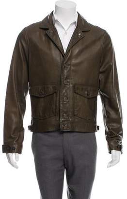 John Varvatos Leather Button-Up Jacket