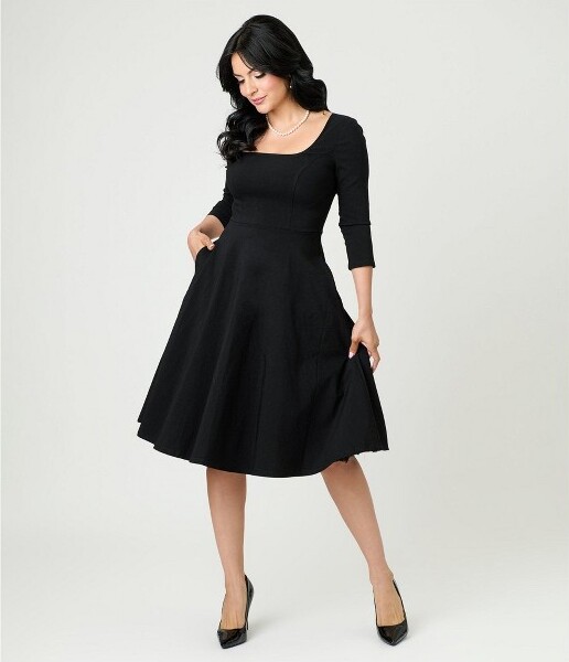 Unique Vintage UniqueVintageWomen'sSwingDressBlackXS/2