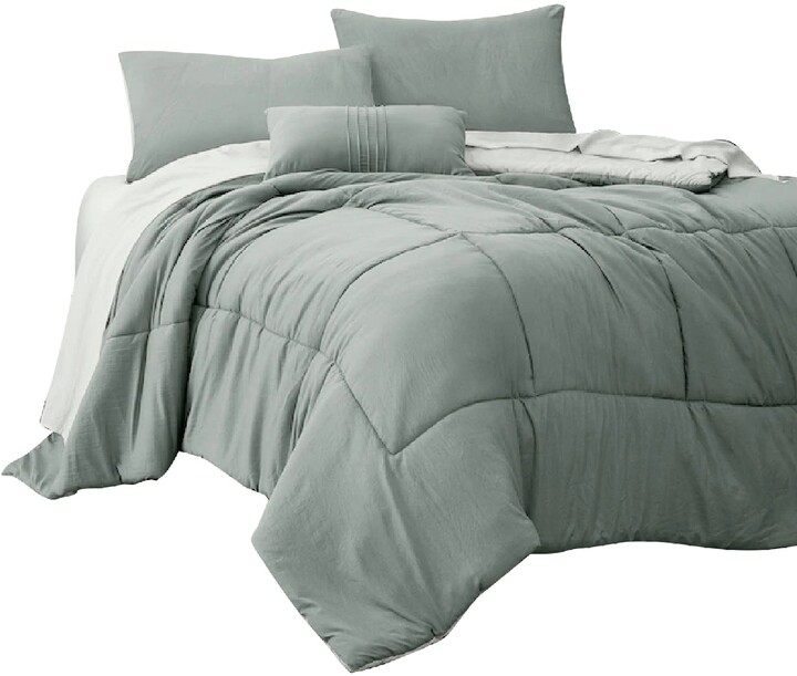 Details about   8-Piece King Size Vine Print Luxury Allen Bedding Sage Green/Grey White Comforte 