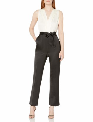 Vince Camuto Women's Sleeveless Soft Satin Belted Jumpsuit