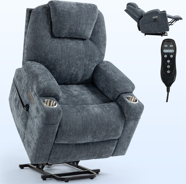 Boyel Living Up to 350 Lbs Power Lift Recliner Chair Heavy Duty Motion Mechanism with 8-Point Vibration Massage and Lumbar Heating Usb and Type-c Ports