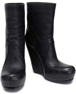 Rick Owens Textured-Leather Wedge Ankle Boots