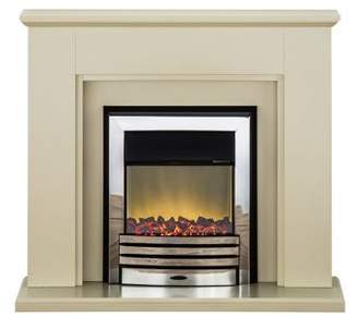 Adam Greenwich Fireplace Suite In Stone Effect With Eclipse Electric Fire In Chrome