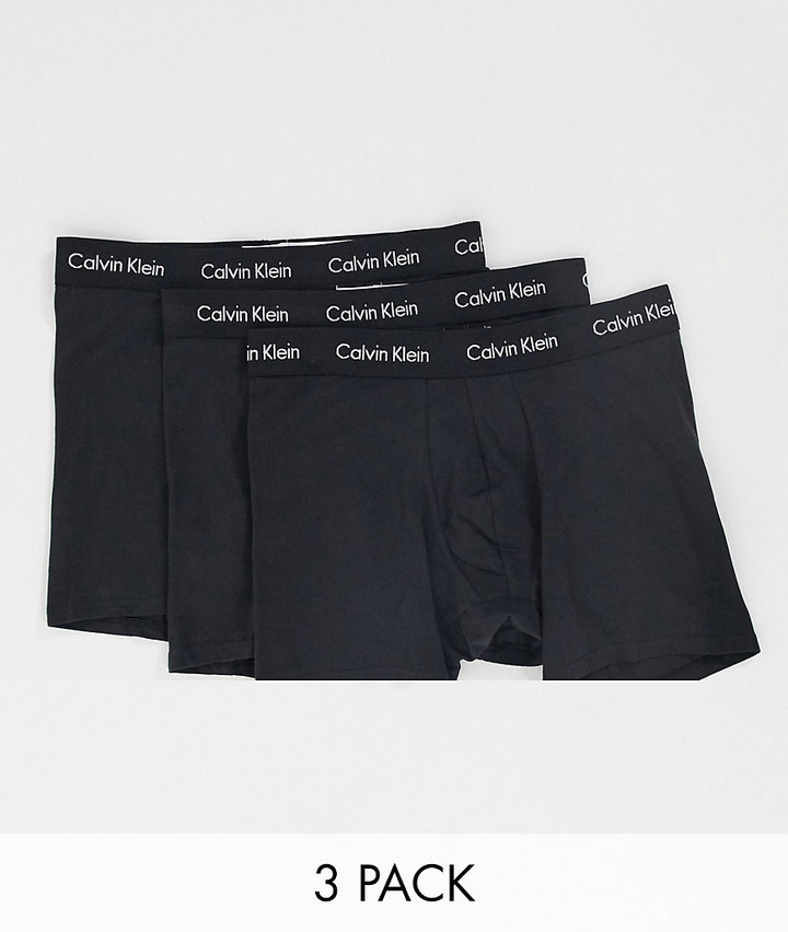 Calvin Klein 3 pack boxer briefs with logo waistband in black - ShopStyle