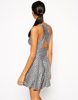 Thumbnail for your product : Zack John Plunge Neck Skater Dress With Cross Back