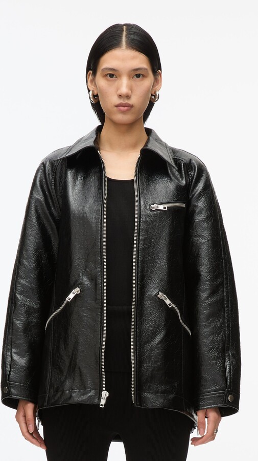 Faux Leather Ranch Jacket in BLACK