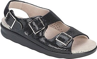 SAS Relaxed Snake Print Leather Buckle Strap Sandals