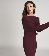 Thumbnail for your product : Reiss LARA OFF-THE-SHOULDER KNITTED DRESS Berry