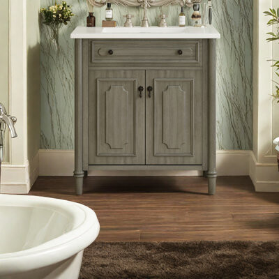 31" Vintage Bathroom Vanity With Sink, Rustic Bathroom Cabinet With Soft Close Doors And Adjustable Shelf