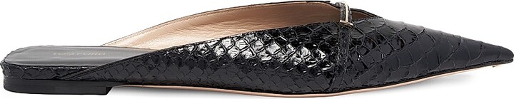 Tom Ford Women's Python-Embossed Leather Mules - Black - Size 7