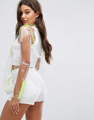 Jaded London Festival Transparent Jacket With Neon Zip