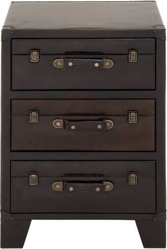 Olivia & May TraditionalWoodandFauxLeatherCabinetDarkBrown-Olivia&May