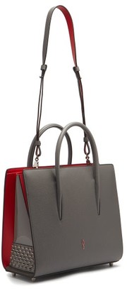 Christian Louboutin Paloma Medium Leather And Suede Tote - Light Grey