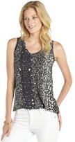 Thumbnail for your product : Tahari black and grey stretch 'Jonit' animal printed sleeveless tank