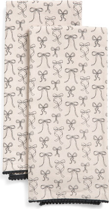 Set Of 2 Nicely Drawn Bows Kitchen Towels | Cotton