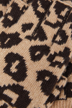 Autumn Cashmere Leopard-jacquard Cashmere Fingerless Gloves