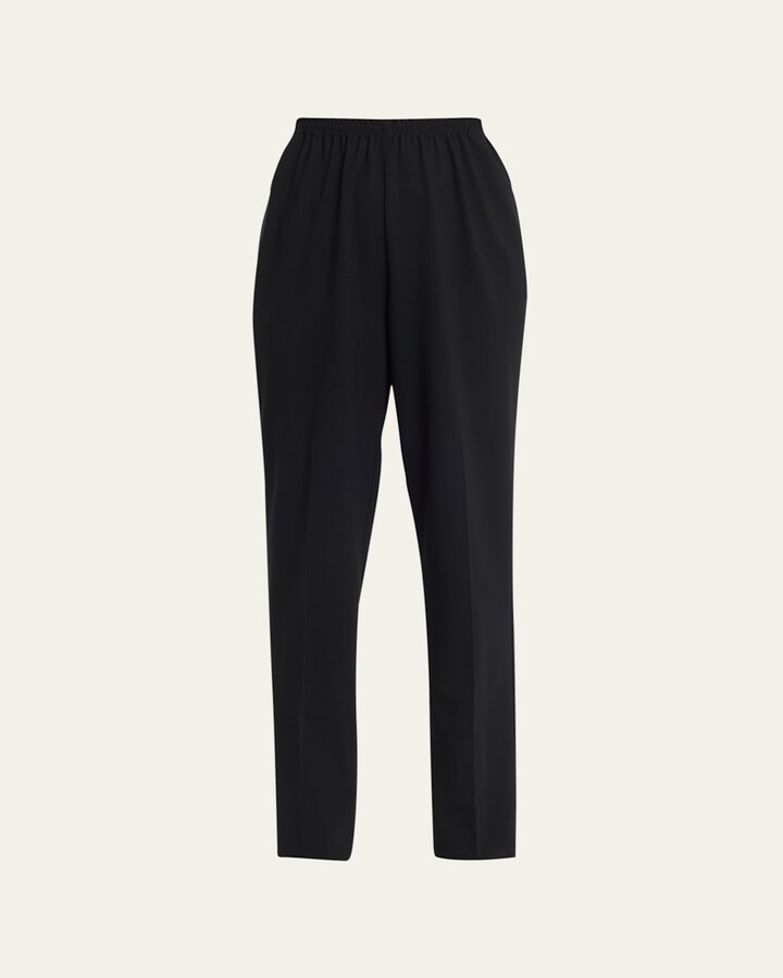 Narrow Elastic Waist Wool Trousers