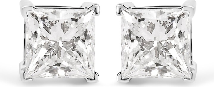 Haus of Brilliance 14K White Gold 1 1/2 Cttw Clarity Enhanced Princess Cut Diamond Solitaire Stud Earrings