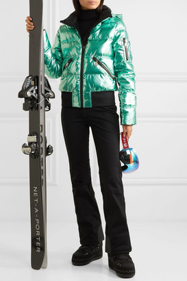 Goldbergh Aura Hooded Appliqued Quilted Metallic Down Ski Jacket