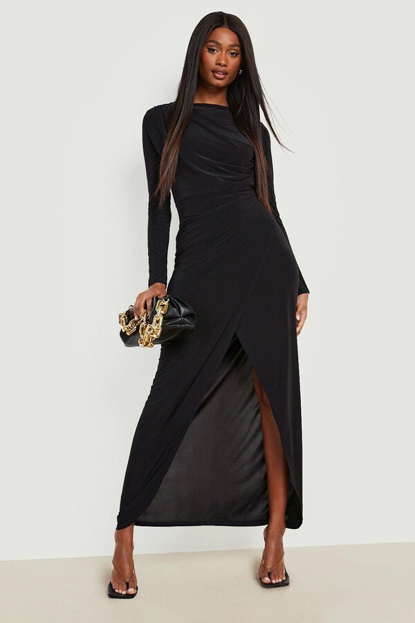 black maxi dress long sleeve