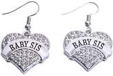 Thumbnail for your product : HuiLin Baby Sis Hearts Earrings Engraved Gift Jewelry Crystal Adorned Heart Shaped Pendant French Hook Earrings Family Member Jewelry