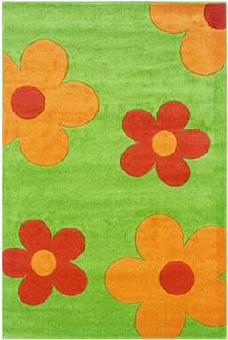 Threadbind Floral Flatweave Green/Orange Area Rug