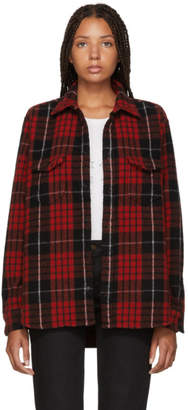 Saint Laurent Red and Black Brushed Flannel Shirt