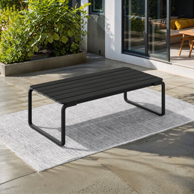 Borealis Rectangular Coffee Table with Slat Top & Aluminum Sled Base