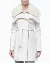 Thumbnail for your product : BCBGMAXAZRIA Wool Fur-Collar Collar Coat