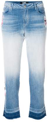 Karl Lagerfeld Paris patch-appliqué ombré cropped jeans