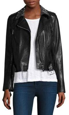 Temple Stud-Collar Leather Jacket