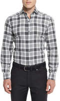 Thumbnail for your product : Ermenegildo Zegna Large-Check Long-Sleeve Sport Shirt, Gray