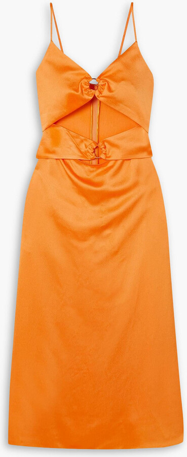 ANNA QUAN Carina cutout embellished hammered-satin midi dress