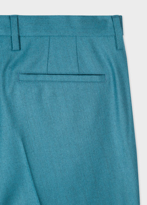 Men's Slim-Fit Teal Wool-Cashmere Trousers