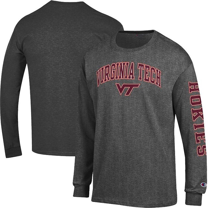 Men's Champion Charcoal Virginia Tech Hokies Arch Over Logo 2-Hit Long Sleeve T-Shirt