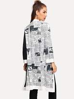 Thumbnail for your product : Shein Newspaper Print Panel Cardigan