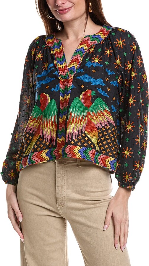 Farm Rio Macaw Night Blouse - ShopStyle Tops