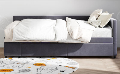 Twin Upholstered Platform Bed With Comfortable Beige Upholstery And Storage Velvet Extra - Adds Elegance To Bedroom