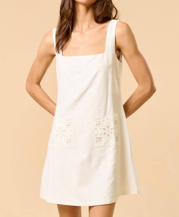 lalavon Square Neck Mini Dress In Off White