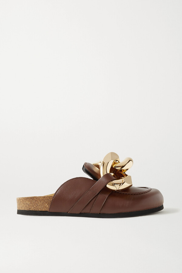 J.W.Anderson Logo-embossed Leather Slippers - Brown - ShopStyle
