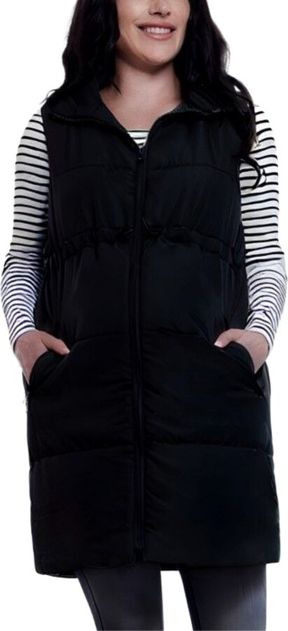 Motherhood Maternity Woven Full-Zip Sleeveless Quilted Puffer Vest