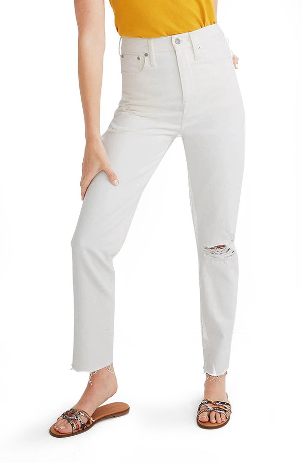 womens white mom jeans